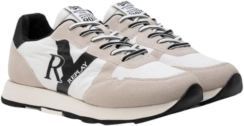 Replay Herren Sneaker mit Logo, Weiß (White Black 062), 46 von Replay