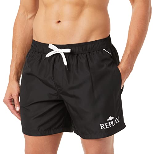 Replay Herren Badehose mit Kordelzug, Black 098 (Schwarz), M von Replay