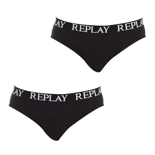 Replay Herren Slip mit Logobund, Black/Black N177 (Schwarz), S von Replay