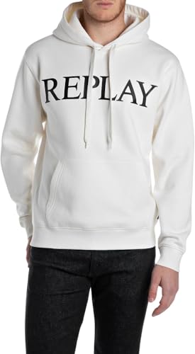 Replay Herren Hoodie mit Kapuze, Natural White 011 (Weiß), L von Replay