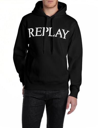 Replay Herren Hoodie mit Kapuze, Black 098 (Schwarz), S von Replay