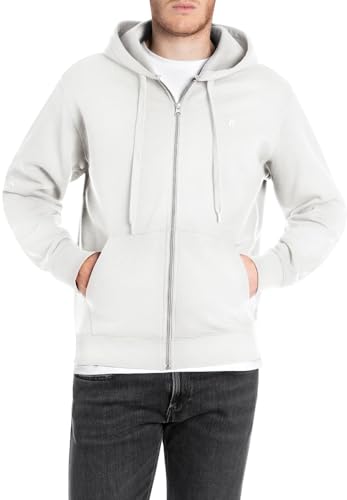 Replay Herren Hoodie mit Reißverschluss Sweatshirtjacke, Natural White 011 (Weiß), XXL von Replay