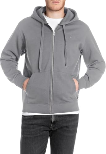 Replay Herren Hoodie mit Reißverschluss Sweatshirtjacke, Lead Grey 093 (Grau), XL von Replay