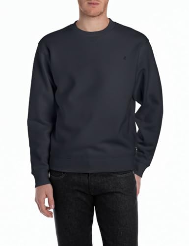 Replay Herren Sweatshirt Basic, Night Blue 067 (Blau), XL von Replay