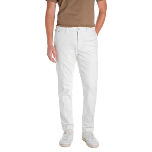 Replay Herren Benni Hyperchino Color Xlite Jeans, 011 Natural White, 34W x 32L von Replay