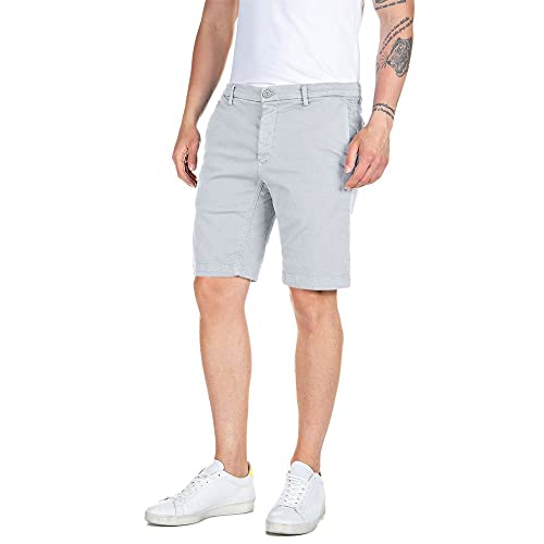 Replay Herren Benni Short Jeans-Shorts, 802 Chalk Grey, 38W von Replay