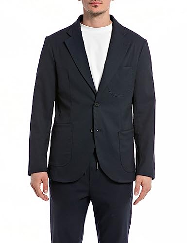 Replay Herren Blazer Modern, Blau (Deep Blue 086), L von Replay