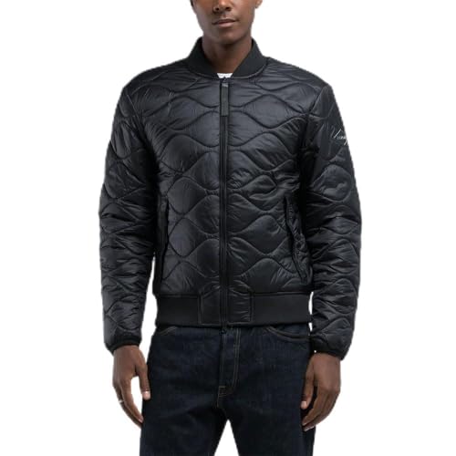 Replay Herren Bomberjacke Gesteppt, Schwarz (Black 098), XL von Replay