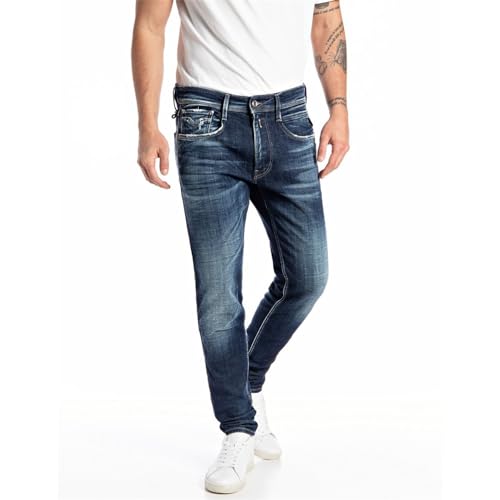 Replay Herren Bronny Aged Jeans Karotte, 007 Dark Blue, 29W / 32L von Replay