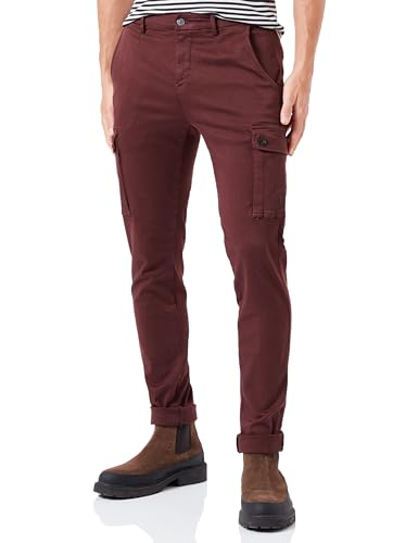 Replay Herren Cargo-Hose Jaan Slim-Fit Hyperflex Hypercargo Color mit Stretch, Rot (Old Wine 377), 31W / 30L von Replay