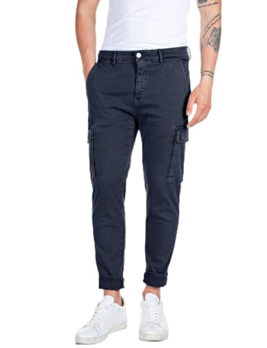 Replay Herren Cargo-Hose Jaan Slim-Fit Hyperflex mit Stretch, Blue 010 (Blau), 30W / 32L von Replay