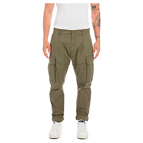 Replay Herren Cargo-Hose Sniper Comfort-Fit mit Stretch, Olive Green 538 (Grün), 30W von Replay