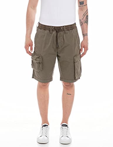 Replay Herren Cargo-Shorts mit Stretch, Braun (Dark Mud 121), W34 von Replay