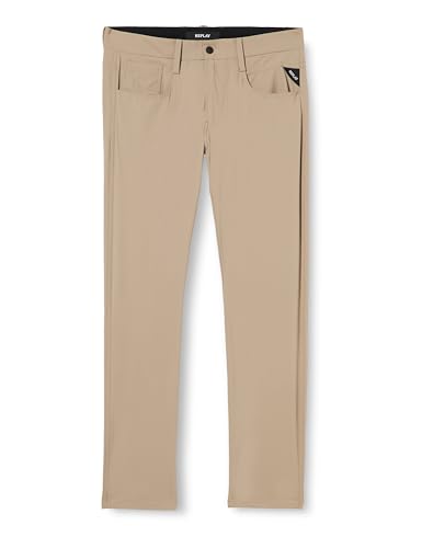 Replay Herren Chino Anbass Slim-Fit Hyperflex Hybrid mit Stretch, Khaki 597 (Beige), 32W / 34L von Replay