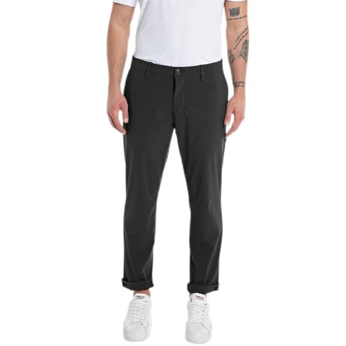 Replay Herren Chino Benni Regular-Fit Hyperflex Hybrid mit Stretch, Black 098 (Schwarz), 31W / 34L von Replay