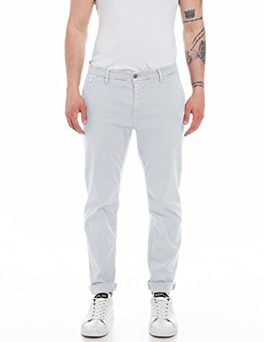 Replay Herren Chino Benni Regular-Fit Hyperflex X-Lite mit Stretch, Chalk Grey 802 (Grau), 36W / 30L von Replay