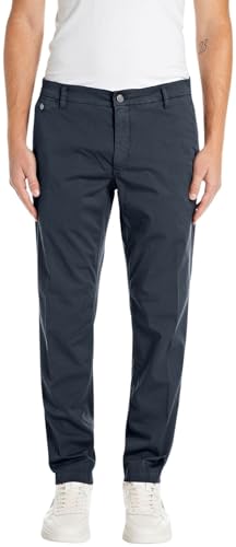 Replay Herren Chino Benni Regular-Fit mit Stretch, Blau (Blue 088), 30W / 30L von Replay