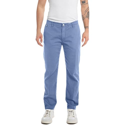 Replay Herren Chino Benni Regular-Fit mit Stretch, Blue Denim 277 (Blau), 30W / 30L von Replay