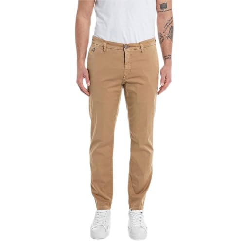 Replay Herren Chino Benni Regular-Fit mit Stretch, Havana 325 (Beige), 31W / 34L von Replay