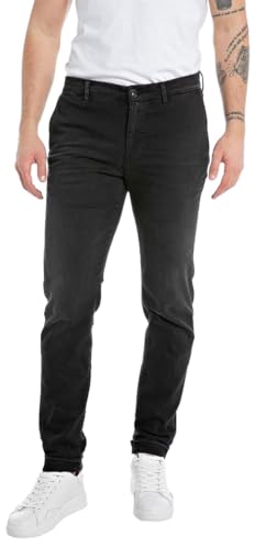 Replay Herren Chino Brad Straight-Fit, Black 098-1 (Schwarz), 27W / 30L von Replay