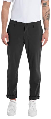 Replay Herren Chino Hose Benni Regular-Fit Hyperflex Hybrid mit Super Stretch, Schwarz (Black 098), 33W / 30L von Replay