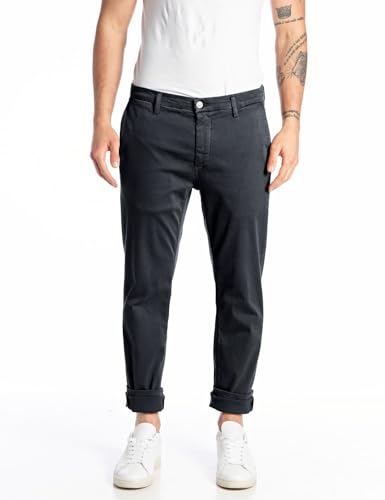Replay Herren Chino Zeumar Slim-Fit Hyperflex X-Lite mit Stretch, Blau (Blue 010-1), 32W / 34L von Replay