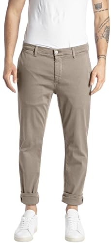 Replay Herren Chino Zeumar Slim-Fit Hyperflex X-Lite mit Stretch, Braun (Sand 020-1), 33W / 34L von Replay