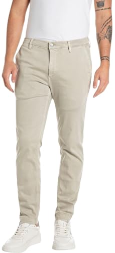 Replay Herren Chino Zeumar Slim-Fit Hyperflex X-Lite mit Stretch, Grau (Moon Grey 604), 31W / 30L von Replay