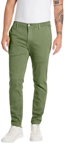 Replay Herren Chino Zeumar Slim-Fit Hyperflex X-Lite mit Stretch, Grün (Dusty Military 103), 29W / 30L von Replay