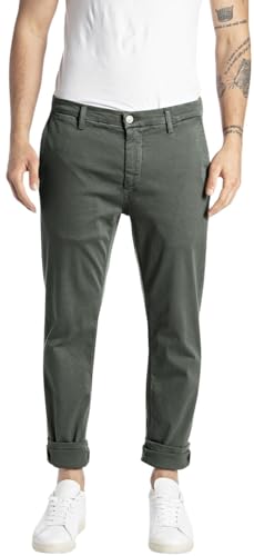 Replay Herren Chino Zeumar Slim-Fit Hyperflex X-Lite mit Stretch, Grün (Military Green 030-1), 30W / 32L von Replay