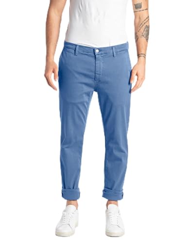 Replay Herren Chino Zeumar Slim-Fit Hyperflex X-Lite mit Stretch, Slate Blue 958 (Blau), 30W / 30L von Replay