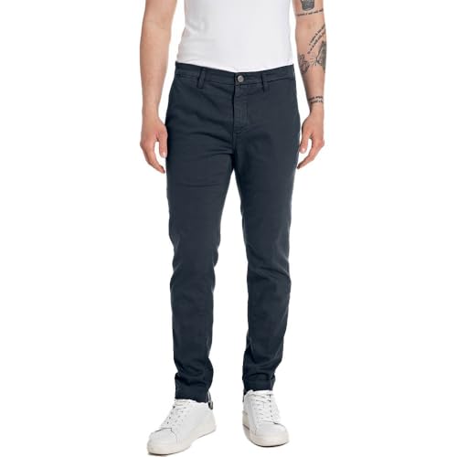 Replay Herren Chino Zeumar Slim-Fit X-Lite Plus, Deep Blue 498 (Blau), 34W / 30L von Replay