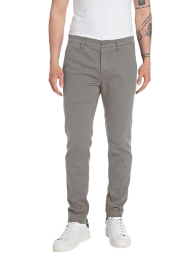 Replay Herren Chino Zeumar Slim-Fit X-Lite Plus, Medium Grey 176 (Grau), 33W / 34L von Replay