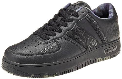 Replay Herren Cupsole Sneaker Epic M Tumble Schuhe, Schwarz (Black Black 562), 43 von Replay