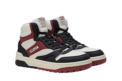 Replay Herren Cupsole Sneaker Gemini Mid Schuhe, Schwarz (Black Tofu Bordo 3265), 42 von Replay