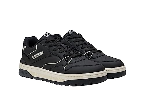 Replay Herren Cupsole Sneaker Gemini Smooth Schuhe, Schwarz (Black Tofu 3263), 42 von Replay