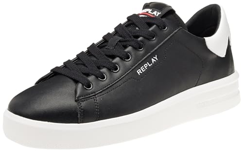 Replay Herren Cupsole Sneaker University M Prime Schuhe, Schwarz (Black White 008), 44 von Replay