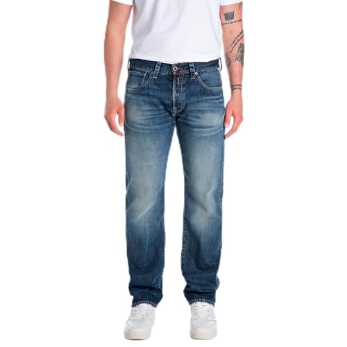 Replay Herren Deryck Red Attitude Jeans, 007 Dark Blue, 32W/ x 32L von Replay