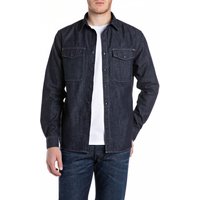 Replay Herren Freizeithemd 6.5 OZ BLACK DENIM - Regular Fit Blau Dark Blue von Replay