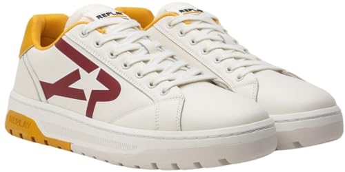 Replay Herren Sneaker aus Leder, Mehrfarbig (Off Wht Red 803), 44 von Replay