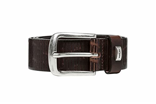 Replay Herren Gürtel aus Leder, Braun (Fade Tobacco 117), 110 cm von Replay