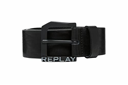 Replay Herren Gürtel aus Leder, Black 098 (Schwarz), 105 von Replay