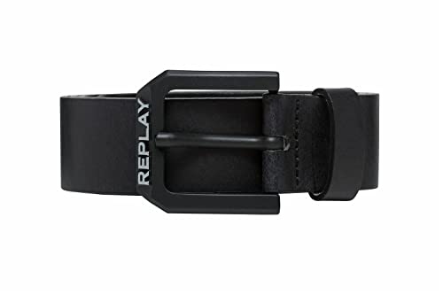 Replay Herren Gürtel aus Leder, Black 098 (Schwarz), 110 von Replay