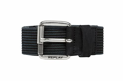 Replay Herren Gürtel aus Stoff, Washed Black 299 (Schwarz), 90 von Replay