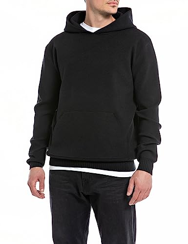 Replay Herren Hoodie Recyceltes Material, Black 098 (Schwarz), S von Replay