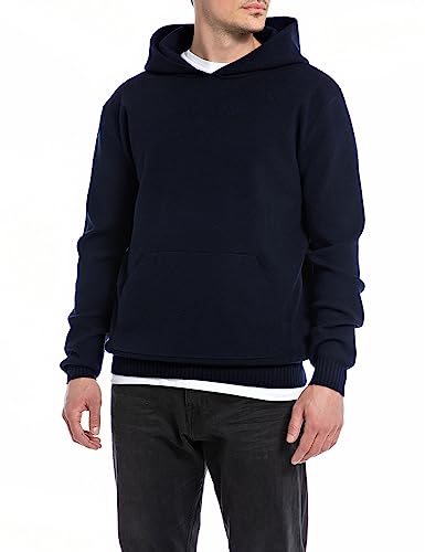 Replay Herren Hoodie Recyceltes Material, Deep Blue 088 (Blau), XXL von Replay