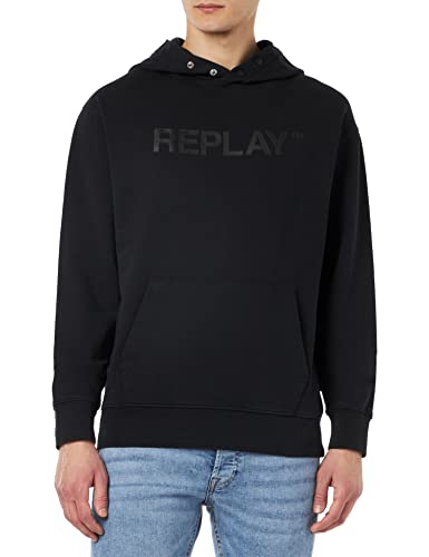 Replay Herren Hoodie Second Life mit Kapuze, Black 098 (Schwarz), XXL von Replay