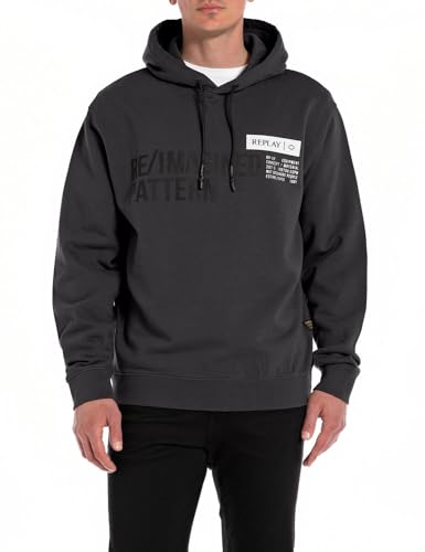 Replay Herren Hoodie aus Baumwolle, Nearly Black 998 (Schwarz), XL von Replay