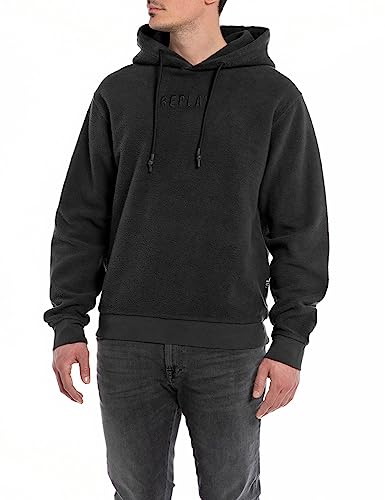 Replay Herren Hoodie mit Kapuze, Black 098 (Schwarz), XXL von Replay
