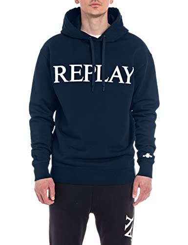 Replay Herren Hoodie mit Kapuze, Blue 085 (Blau), M von Replay